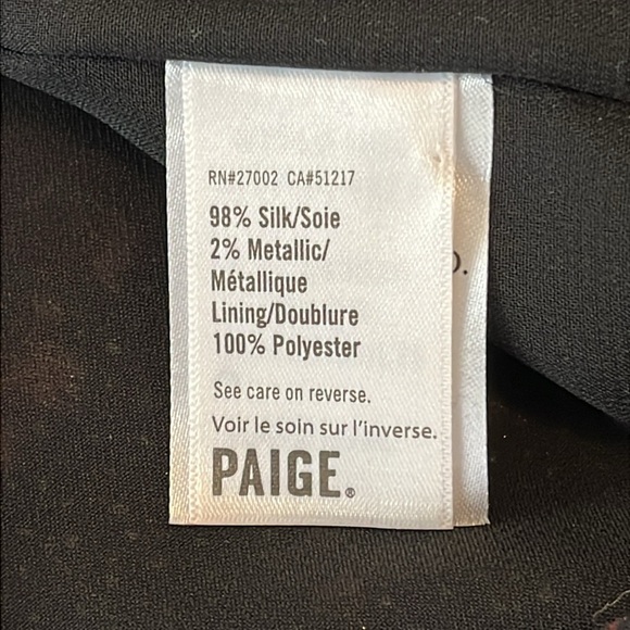 PAIGE Alexius Blouse In Black Multi - 98% Silk- Size S - Picture 7 of 12